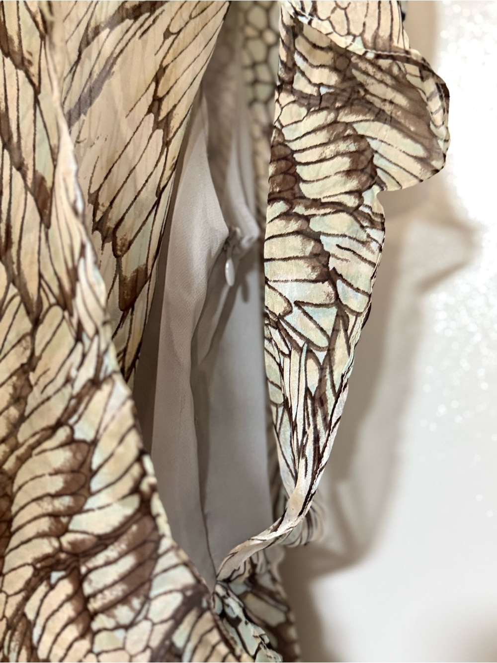 MM Couture 100% Silk Abstract Print Layered Blouse | Resort Luxe Boho Top Medium - Picture 4 of 14